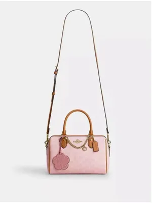 NEW Coach Medium Powder Pink Signature Rowan Satchel CEA18 NWT thumbnail 10