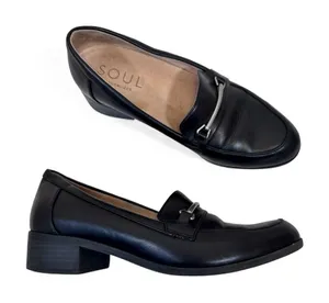 Naturalizer Soul Black Faux Leather Loafers Womens 7.5 Preppy Flats Comfort Shoe thumbnail 1