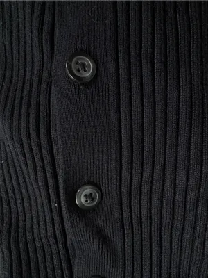 Abercrombie & Fitch Black Ribbed Button-Front Collared Cardigan thumbnail 4