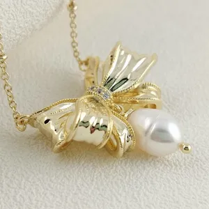 Kendra Scott x LoveShackFancy Pearl Bow Necklace and Matching Earrings thumbnail 9