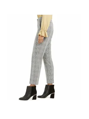Bar III Plaid Ankle Pants Women’s Size 12 Grey Black Yellow Plaid Work Career thumbnail 3