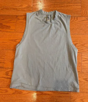 SKIMS Sleeveless High Neck Tank Top Sage Green 4X Stretch Minimalist Basic thumbnail 1