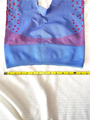 FABLETICS Stars & Stripes Red & Blue Ribbed Compressive Crop 21” Leggings Medium thumbnail 3