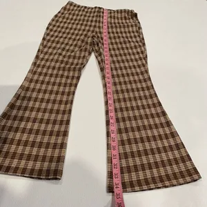 Stitch & Pine Brown Plaid Flare Pants Women’s Small Retro Bell Bottom Checkered thumbnail 5