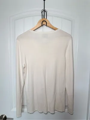 Original Ralph Lauren Polo Jeans Ribbed Henley Top Granola Girl Minimalist thumbnail 2
