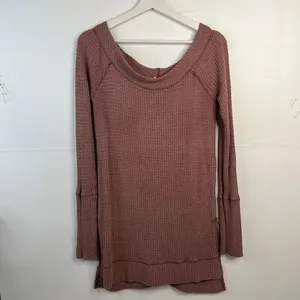 We The Free People Size S Tunic Top Kate‎ Thermal Off Shoulder Long Sleeve Mauve thumbnail 3