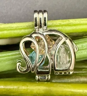 925 Sterling Silver Cage Elephant Pendant with Beads 6g. thumbnail 1