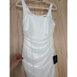 NWT Lulus V.I.P. Treatment White Mesh Ruched Bodycon Midi Dress Party Sexy Sz M thumbnail 4