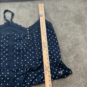 New Hollister Polka Dot Lace Cami Top Navy Blue Button Front Size Medium thumbnail 7