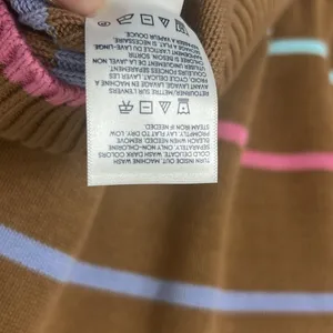 Lands End Women's Drifter Easy Fit Sweater Honey Beige Multi Stripe Large Cotton thumbnail 7
