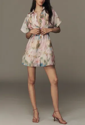 Anthropologie The Tobie Organza Mini Shirtdress by Exquise, Size M thumbnail 4