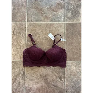 Aerie Real Power Paisley Lace Balconette Bra Royal Berry Size 34C thumbnail 3