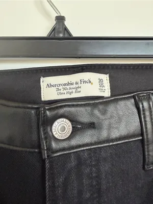 Abercrombie & Fitch The 90’s Straight Ultra High Rise Mixed Fabric Jeans 10 thumbnail 4