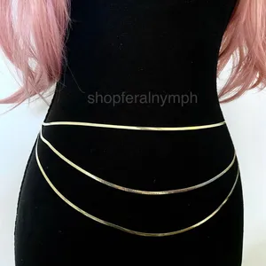 Gold Y2K Triple Layered Liquid Snake Chain Belt, Fits 17-38 Inches, X7GA1401 thumbnail 3