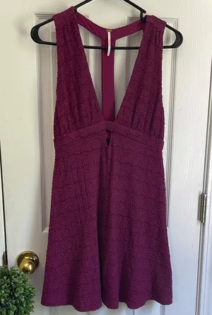 Free People Purple Ruched Cut Out Mini Dress thumbnail 1
