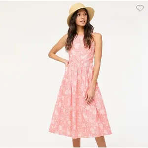 J.Crew 36G NWT BROKEN ZIPPER Floral Dress Sleeveless Tie Back Midi Pink Size‎ 10 thumbnail 2