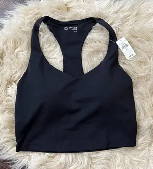 NWT Offline By Aerie Real Me Low Key Racerback Sports Bra Black S thumbnail 1