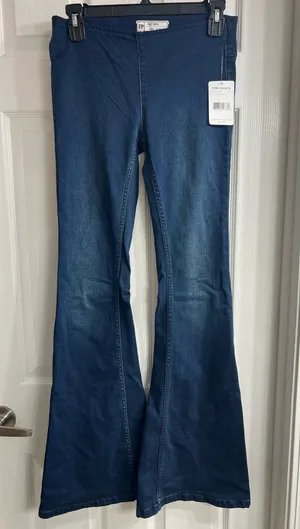 Free People Dark Blue Flare Jeans thumbnail 1