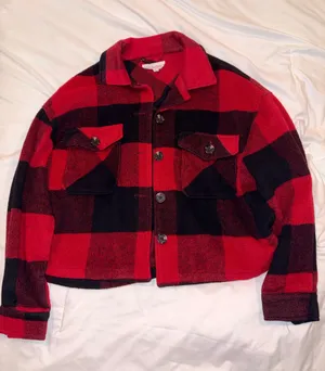 Red and black plaid shacket Size L thumbnail 1