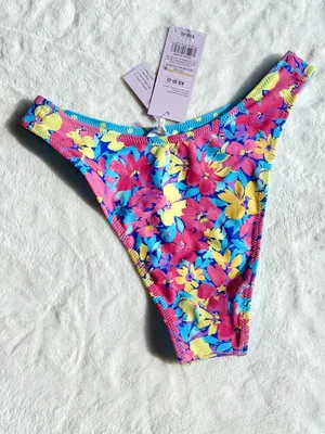 NWT Wild Fable Reversible Floral Mid Rise High Leg Cheeky Bikini Bottom - XS thumbnail 3