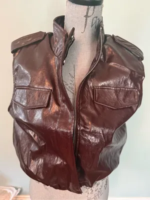 Steve Madden Glossy Burgundy Faux Leather Zip-Up Vest thumbnail 4