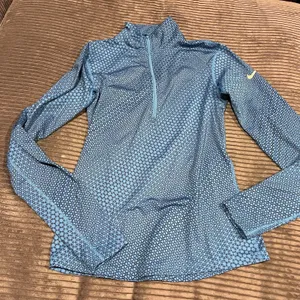 Nike Pro Dri Fit 1/2 Zip Pull over Women's Medium Blue Geo Print Running Walking thumbnail 2