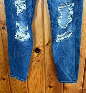 American Eagle Outfitters High Rise Blue Jeans with Distressing jegging thumbnail 4