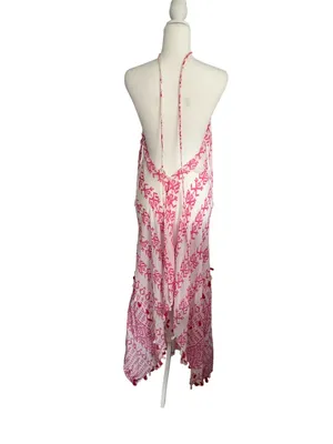 LOVESTITCH Pink White Maxi Dress Size S/M thumbnail 3