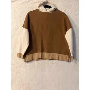 Madewell MWL Colorblock Side Zip Hoodie Brown Tan Cream‎ Organic Cotton Small thumbnail 2