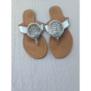 Coach Women’s Size 6B Silver Metallic Thong Sandals Logo Medallion Flip Flops thumbnail 6