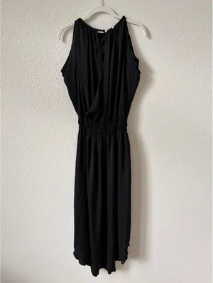 Shebird Emma Dress Black Satin Size 4 / Medium Neutral Party Comfy Midi Goth thumbnail 2