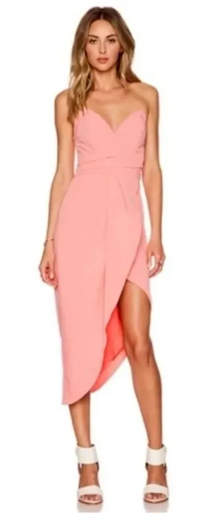 Lovers + Friends X Revolve Riviera Strapless Asymmetrical Dress Pink Chic Size S thumbnail 1