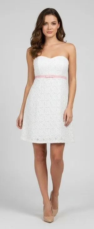 LILLY Pulitzer Vintage White Strapless Dress Size 2 thumbnail 1