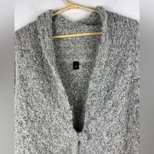 Tey Art Inc Gray‎ Cardigan XL Alpaca Wool Blend Fuzzy Sweater Handmade in Peru thumbnail 2