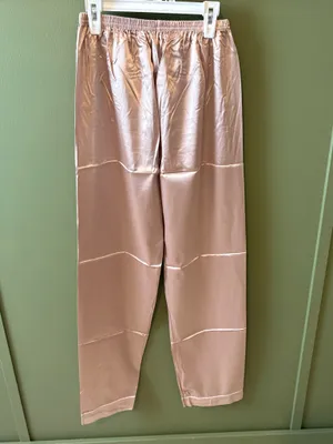 Blush Satin Button Front Pajama Set Pink Size XXL thumbnail 6