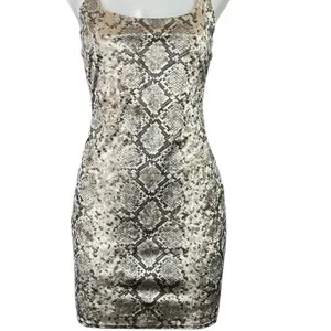 Windsor Beige Velvet Velour Snakeskin Cami Sleeveless Tank Mini Bodycon Dress M thumbnail 4