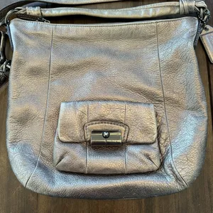 Coach Kristin Metallic Gold Pebbled Leather Hobo Bag Convertible Handbag thumbnail 2
