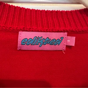 Edikted Red Cardigan Sweater Sz S Small Cotton thumbnail 5