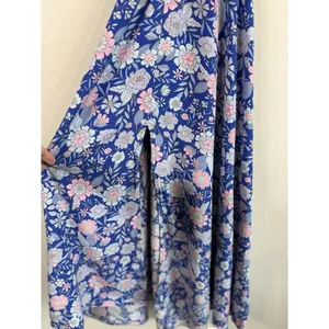 Abel the Label Blue Bell Cottage Floral Maxi Halter Backless Tie Back Dress Sz M thumbnail 6