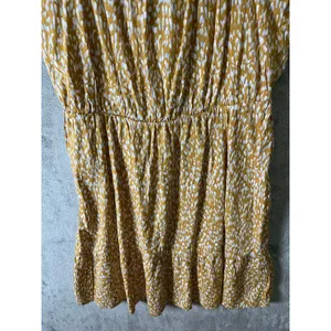Banana Republic‎ Yellow Abstract Print Ruffle Strap Dress Smocked Waist Med New thumbnail 3