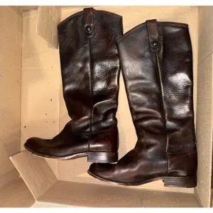 Frye Melissa Boots Womens 7 M Button Dark Brown‎ Leather Pull On 4001 thumbnail 1