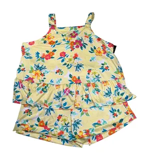 Cuddl Duds Pajama Set Womens XXL Yellow Floral Tank Top Shorts Drawstring NWT thumbnail 1