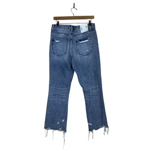 NWT Vervet Distressed Straight Leg Jeans Blue Denim Raw Hem V2404 Size 28 thumbnail 4