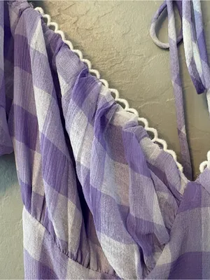 Princess Polly danny mini dress in lilac white gingham size 4 thumbnail 6
