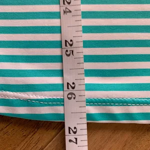 Lulu B Small Aqua Stripe UPF Top Lace Sleeve Coastal Beach Resort Cruise thumbnail 16