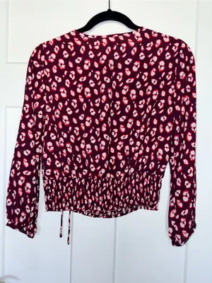 Candies Oink Cheetah Print Smocked Surplice Blouse thumbnail 2