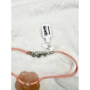 NEW Free People Baby Flower Cord Choker Pink Necklace Stone Bohemian Retro 70s thumbnail 2