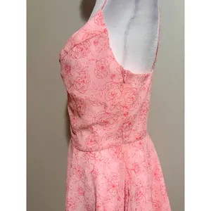 Urban Outfitters Over the Horizon Mini Dress M Pink Floral Chiffon Fit and Flare thumbnail 11