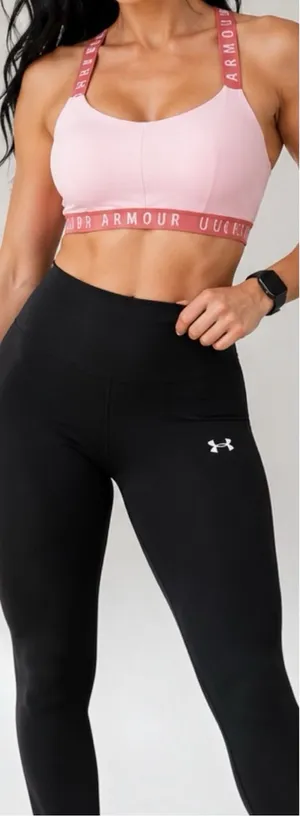 Under Armour | EUC Women's Light Pink Crop Sports Bra (size M) thumbnail 1