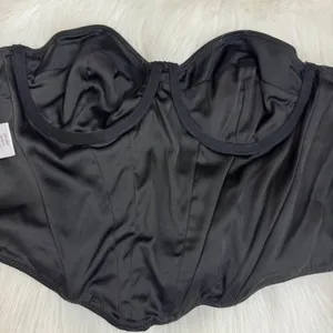 Women's White Fox Strapless Corset Bustier Longline Bra Top Sz Medium Black thumbnail 11